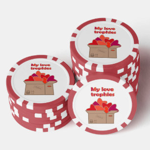 Lot De Jeton De Poker Mes trophées d'amour dans une boîte pleine de coeu