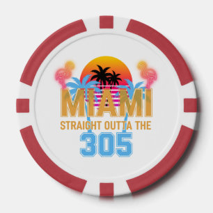 Lot De Jeton De Poker Miami tout droit sorti du 305 Vintage Sunset Neon 