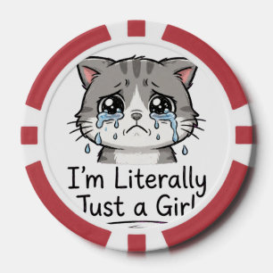 Lot De Jeton De Poker Mignon Chat Triste Esthétique "Je Suis Littéraleme