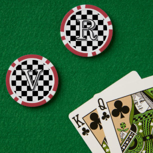 Lot De Jeton De Poker Minimaliste Rétro à Carreaux – Streetwear Monochro