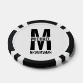 Lot De Jeton De Poker Modern Personalized Groomsmen Monogram and Name (Simple)
