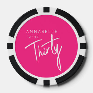 Lot De Jeton De Poker Moderne 30ème Trente Trente Anniversaire rose fête