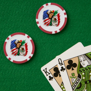Lot De Jeton De Poker Mois du patrimoine hispanique Drapeau USA Mexique