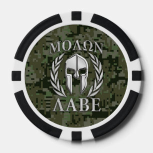 Lot De Jeton De Poker Molon Labe Warrior Mask Laurels en Chrome