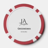 Lot De Jeton De Poker Monogram personalized groomsman best man name date (Verso)