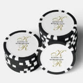 Lot De Jeton De Poker Monogramme blanc nom noir or initiales script homm (Empiler)