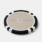 Lot De Jeton De Poker Monogramme de script blanc marron moderne  (Simple)