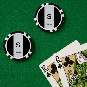 Lot De Jeton De Poker Monogramme Deux tons moderne noir et gris clair