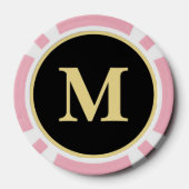 Lot De Jeton De Poker Monogramme d'or noir personnalisé 5 Accueil Tourno (Verso)