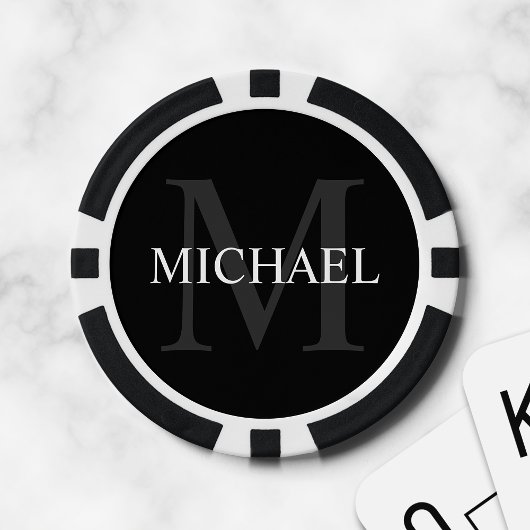 Lot De Jeton De Poker Monogramme et nom personnalisés classiques