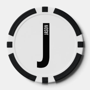 Lot De Jeton De Poker Monogramme et nom personnalisés modernes