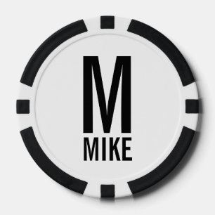 Lot De Jeton De Poker Monogramme et nom personnalisés modernes