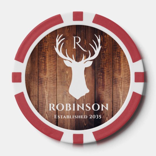 Lot De Jeton De Poker Monogramme Initiales de Nom Simple Cerf Rustique d (Recto)