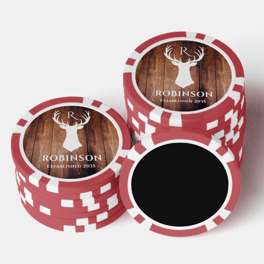 Lot De Jeton De Poker Monogramme Initiales de Nom Simple Cerf Rustique d (Empiler)
