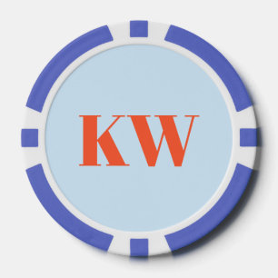Lot De Jeton De Poker Monogramme initiales personnalisées bleu orange mo
