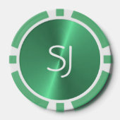 Lot De Jeton De Poker Monogramme métallique vert brillant (Recto)