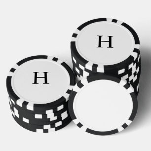 Lot De Jeton De Poker Monogramme Moderne Classique Noir Personnalisé