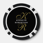 Lot De Jeton De Poker Monogramme Nom Or Noir Initiales Script Hommes (Verso)