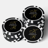 Lot De Jeton De Poker Monogramme Nom Or Noir Initiales Script Hommes (Empiler)