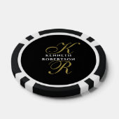 Lot De Jeton De Poker Monogramme Nom Or Noir Initiales Script Hommes (Simple)