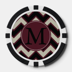 Lot De Jeton De Poker Monogramme rouge noir Chevron