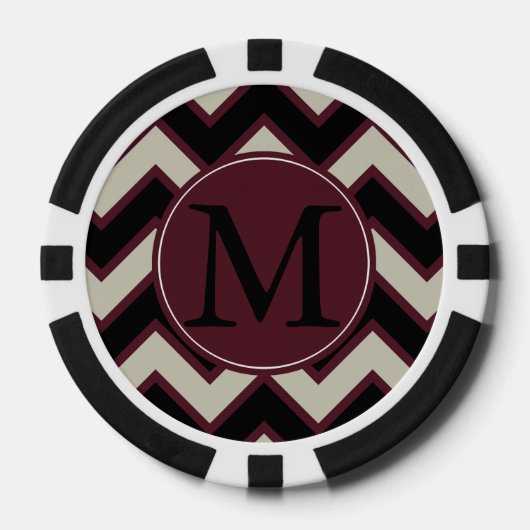 Lot De Jeton De Poker Monogramme rouge noir Chevron (Recto)