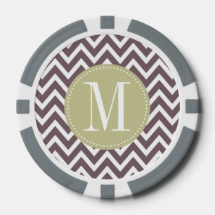 Lot De Jeton De Poker Monogramme vert clair et pourpre de coutume de
