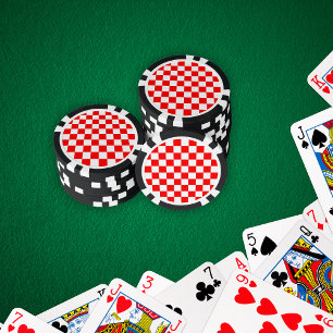 Lot De Jeton De Poker Motif à carreaux géométrique rouge et blanc croate