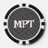 Lot De Jeton De Poker Motif Abstrait élégant de noir blanc Damask (Recto)