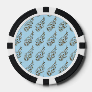 Lot De Jeton De Poker Motif Art nouveau bleu clair marron