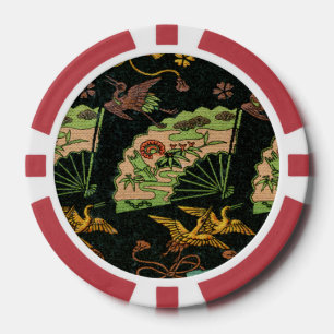 Lot De Jeton De Poker Motif artistique floral de grue japonaise et d'éve