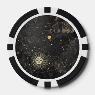 Lot De Jeton De Poker Motif Astrologique Black Gold