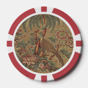 Lot De Jeton De Poker Motif botanique de palmier oiseau exotique vert sa