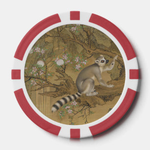 Lot De Jeton De Poker Motif chinois d'antiquité Cochin Lemur Flower Tree