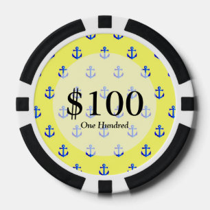 Lot De Jeton De Poker Motif d'ancre jaune