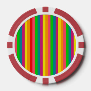 Lot De Jeton De Poker Motif de bandes verticales arc-en-ciel multicolore
