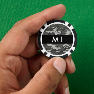Lot De Jeton De Poker Motif de camouflage gris, Votre nom, Personnaliser