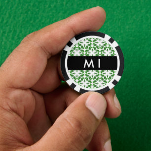 Lot De Jeton De Poker Motif de feuille, feuilles vertes, votre nom