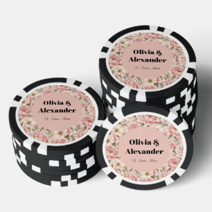 Lot De Jeton De Poker Motif de pivoines fleuries vintage