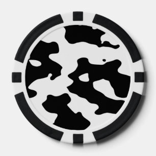Lot De Jeton De Poker Motif de vache noir et blanc