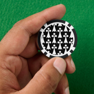 Lot De Jeton De Poker Motif Ermine, Motif médiéval, Blanc sur Noir