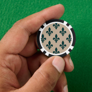 Lot De Jeton De Poker Motif Fleur de Lis, Vert Royal Français sur Crème