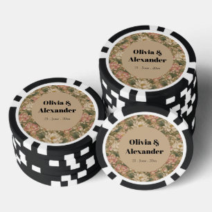 Lot De Jeton De Poker Motif floral botanique vintage lotus d'eau