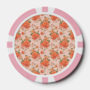 Lot De Jeton De Poker motif floral rose orange rose mariage printemps