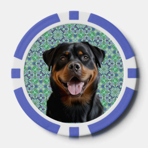 Lot De Jeton De Poker Motif Mandala Vert Photo de Chien Personnalisé