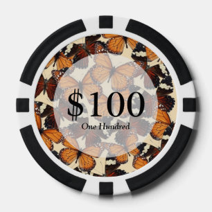 Lot De Jeton De Poker motif papillon Brown