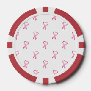Lot De Jeton De Poker Motif rose de ruban de Cancer de coeur