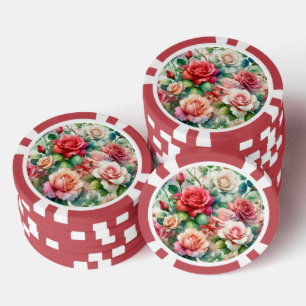 Lot De Jeton De Poker Motif Rose Fantaisiste