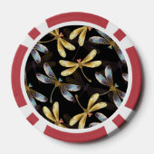 Lot De Jeton De Poker Motif sans couture avec libellules d'or (Verso)