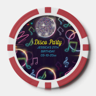 Lot De Jeton De Poker Neon Glow Disco Dance Anniversaire
